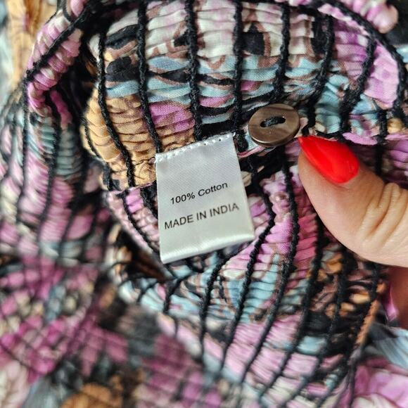 Anthropologie Banjanan Agnes Blouse Small Black Multicolor - Picture 9 of 9